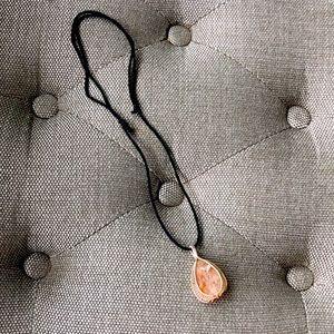 Rose quartz and silver wire necklace